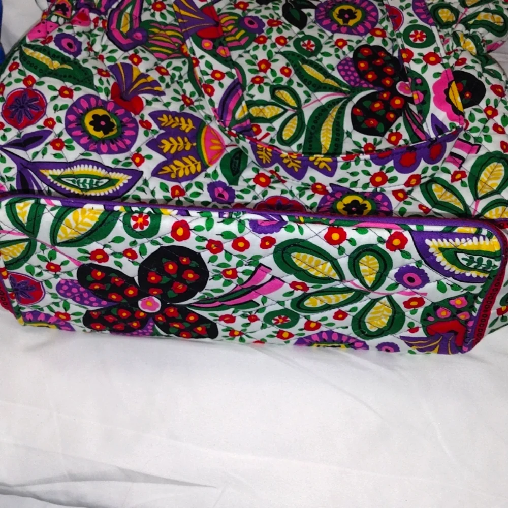 Floral Multicolor Tote Bag with Green Accent - Picture 12 of 12